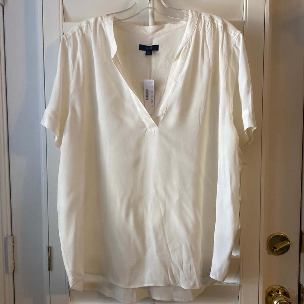 J Crew NWT V-neck Blouse Cream